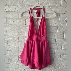 Flowy pink dress halter dress